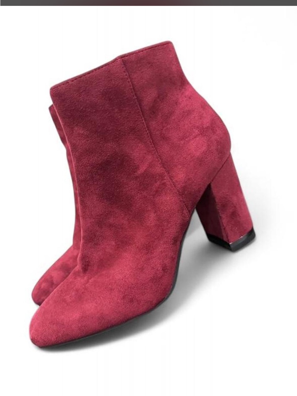 le chateau Burgundy Suede Block Heel Ankle Boots